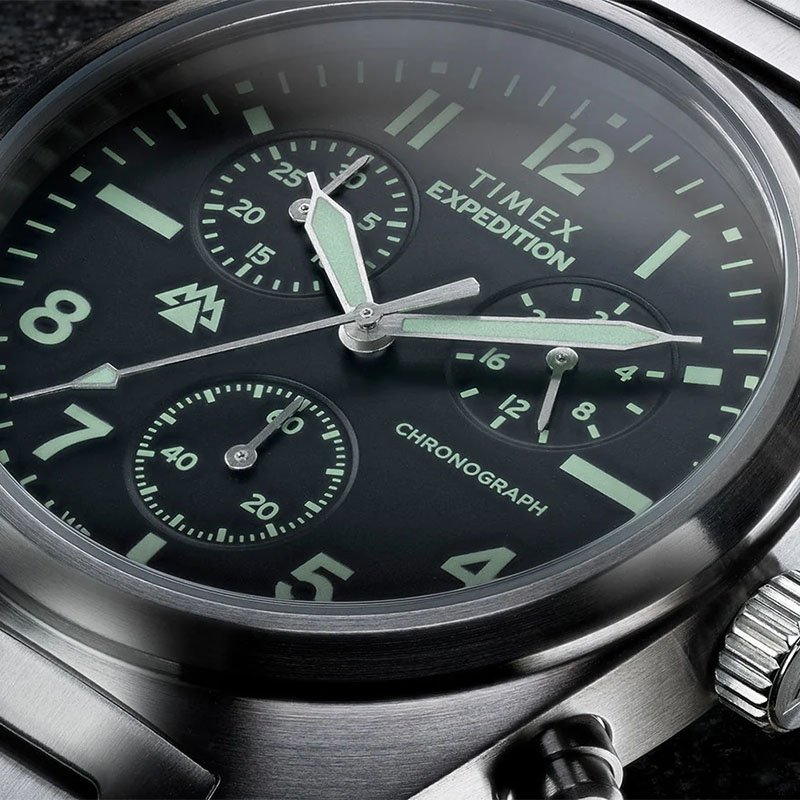 Timex Expedition Capstone Chronograph TW2Y61200 - czarna tarcza z indeksami, cyframi arabskimi subtarczami stopera