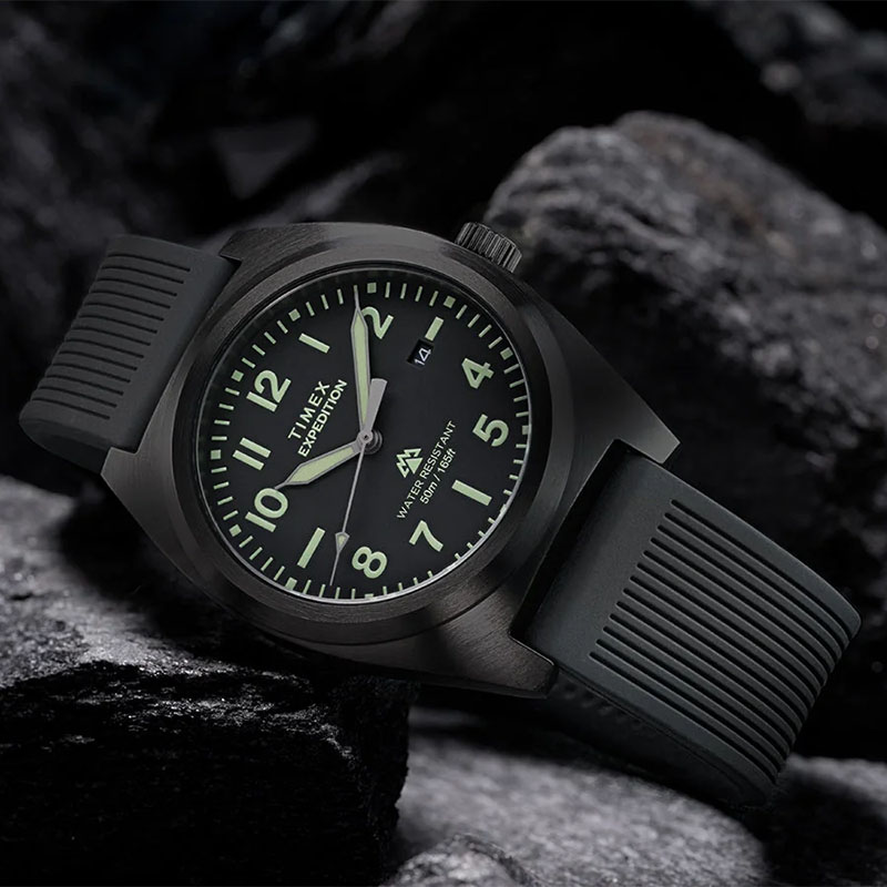 Timex Expedition Capstone TW2Y18100 - zegarek outdoorowy z czarną kopertą na gumowym pasku
