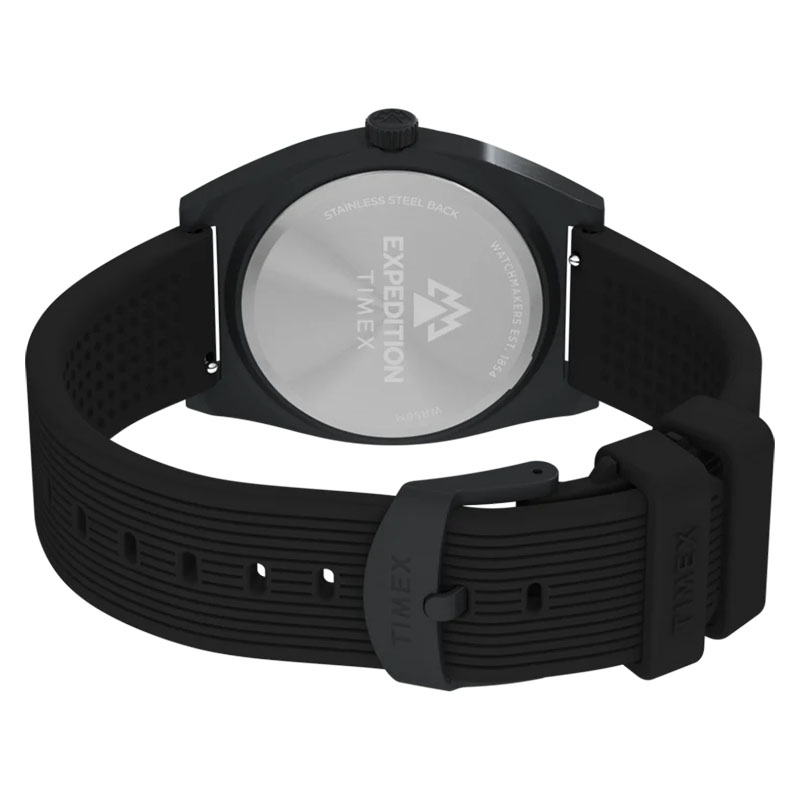 Timex Expedition Capstone TW2Y18100 - tył zegarka z pełnym deklem i gumowym paskiem