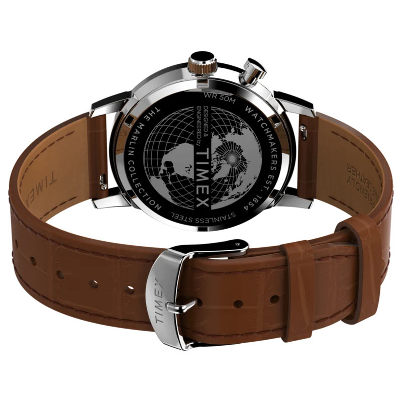 Timex Marlin Moon Phase TW2W51000 - tył zegarek z widocznym deklem oraz zapięciem paska