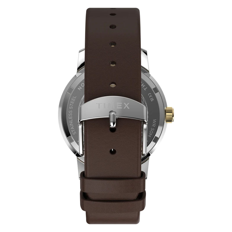 Timex Marlin GMT TW2Y84200 - brązowy, skórzany pasek z zapięciem na klamrę