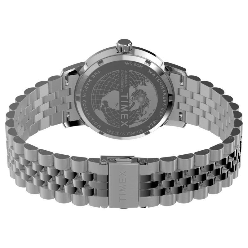 Timex Marlin GMT TW2Y47600 - tył zegarka z widocznym deklem oraz bransoletą