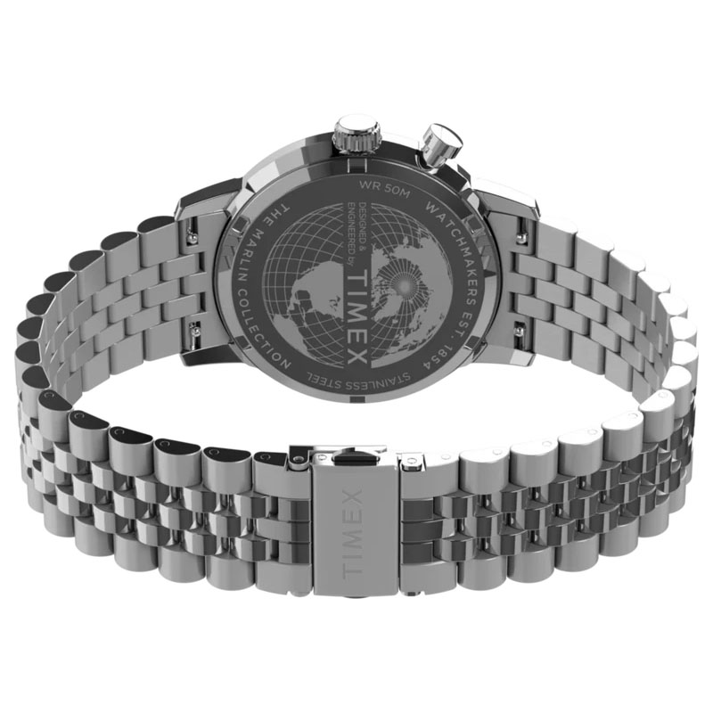 Timex Marlin Moon Phase TW2Y09900 - tył zegarka z widocznym deklem oraz bransoletą