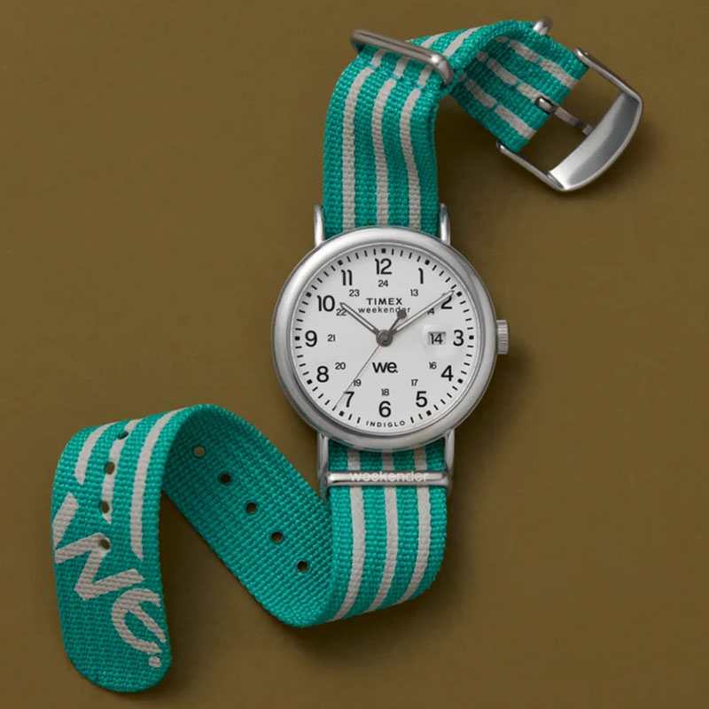 Timex Weekender TW2Y08800 - zegarek z materiałowym paskiem w pasy