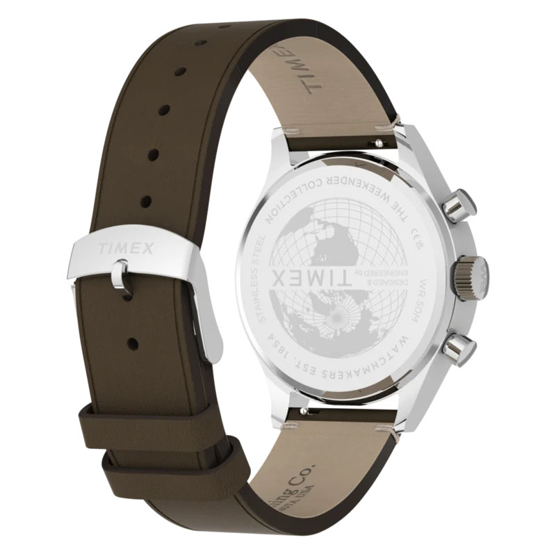 Timex Weekender New England Chronograph TW2Y85200 - tył zegarka z widocznym deklem oraz paskiem