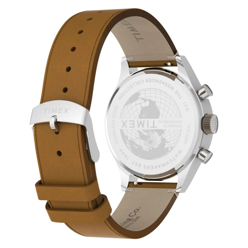 Timex Weekender New England Chronograph TW2Y85000 - tył zegarka z widocznym deklem oraz paskiem