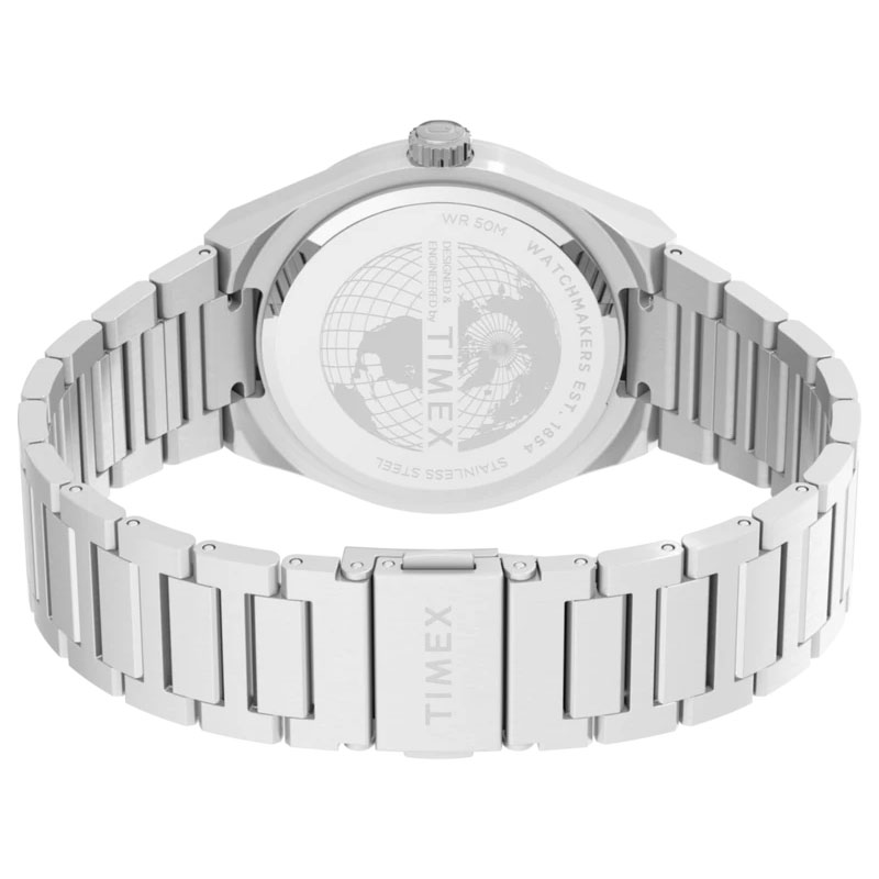 Timex Q Timex Continental Day/Date TW2Y35200 - tył zegarka z widocznym deklem oraz bransoletą