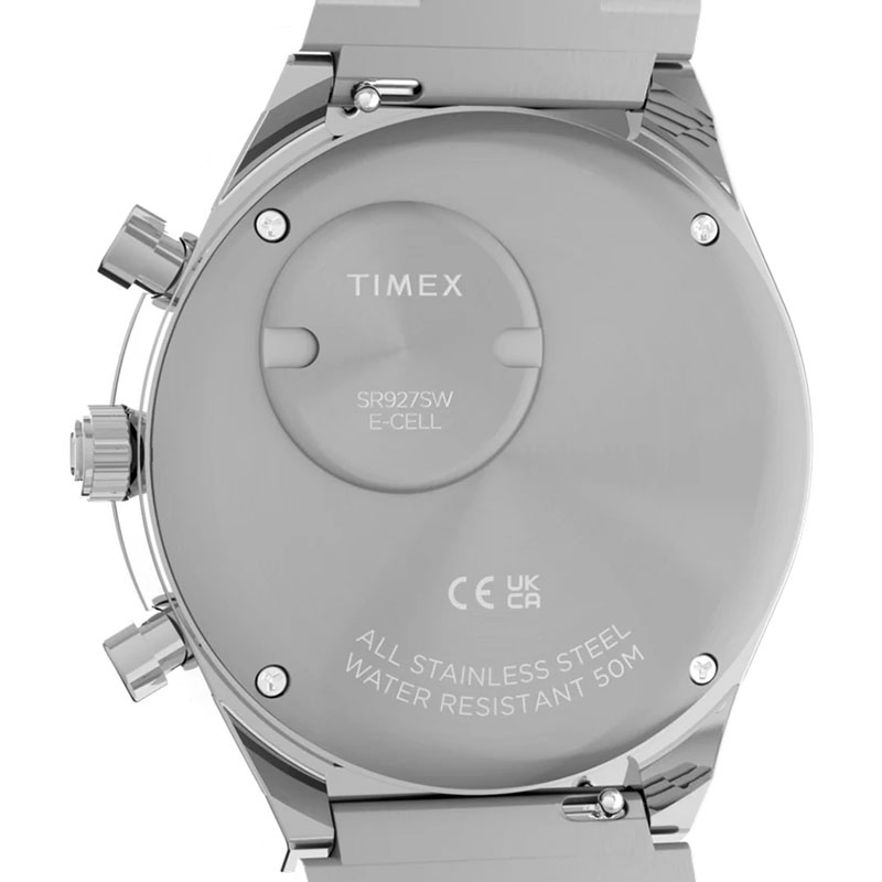 Timex Q Timex Chronograph TW2Y88600 - pełny dekiel ze specjalnym otworem na baterię