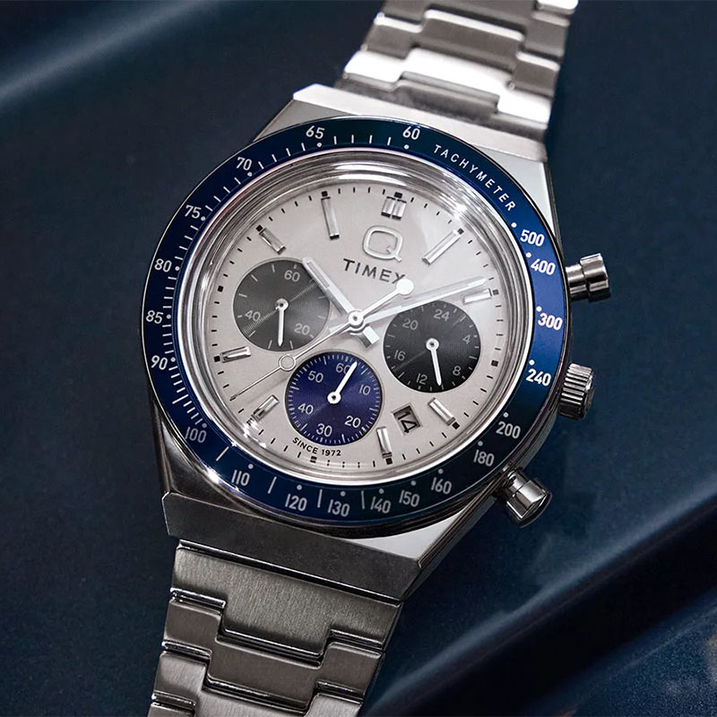 Timex Q Timex Chronograph TW2Y36200 - biała tarcza z ciemnymi subtarczami chronografu
