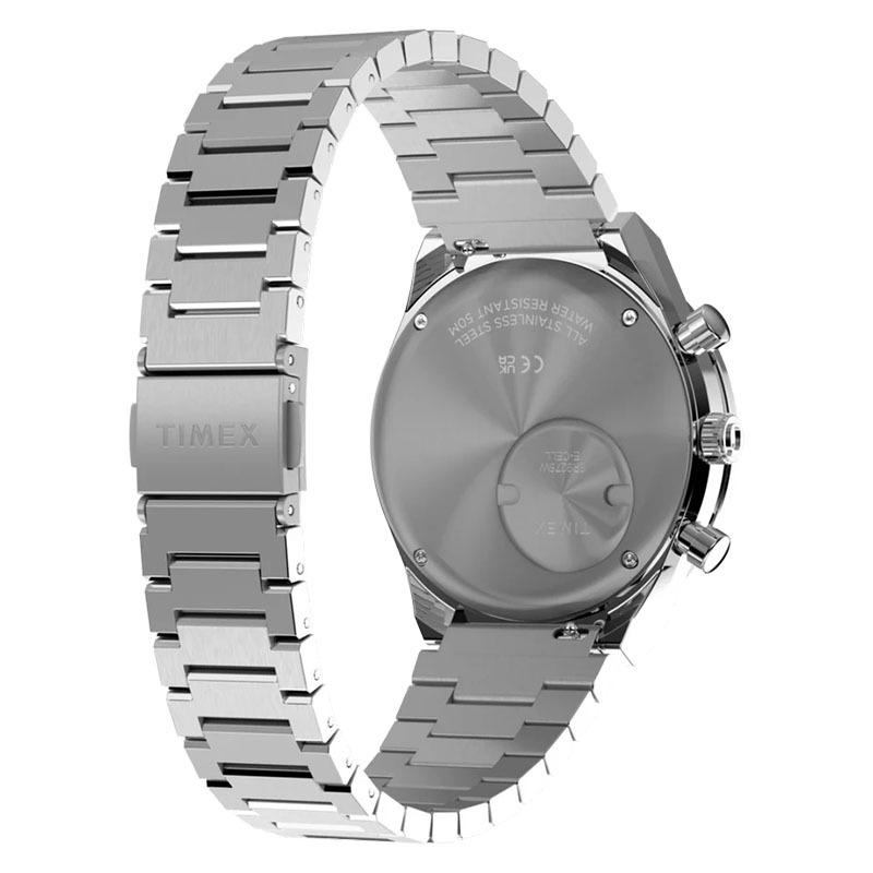 Timex Q Timex Chronograph TW2Y36200 - tył zegarka z widocznym deklem i bransoletą