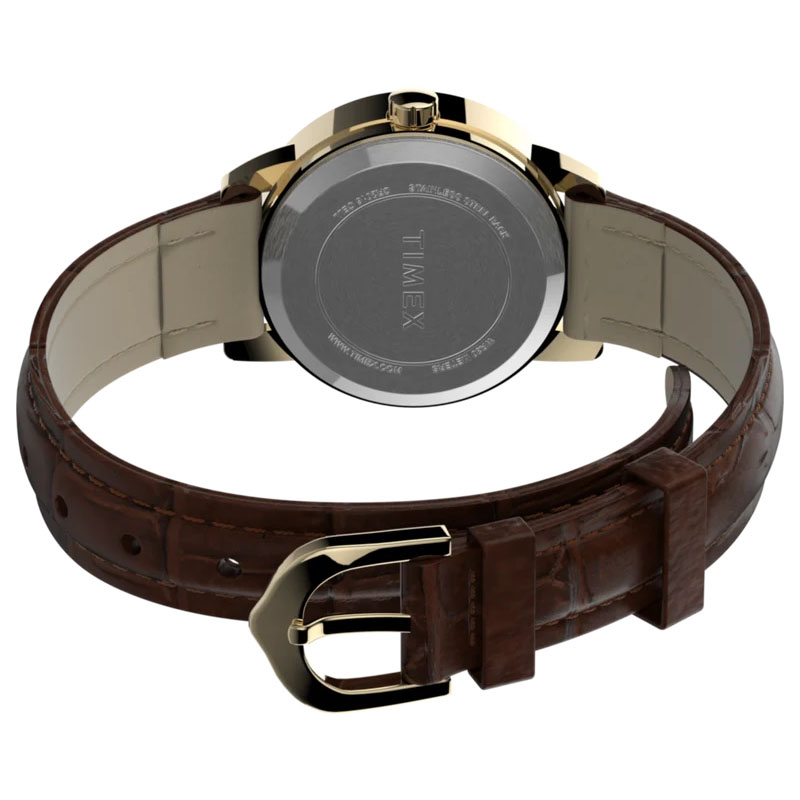 Timex Easy Reader T20071 - tył zegarka z widocznym deklem oraz paskiem