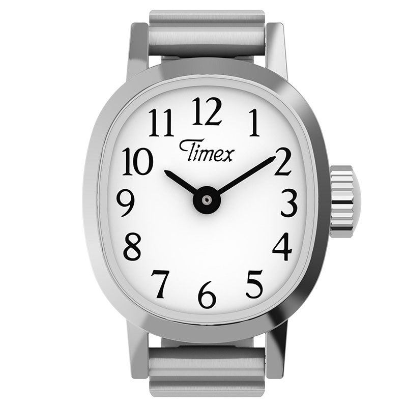 Timex Cavatina Mini Ring TW2Y70700 - biała tarcza z czarnymi cyframi arabskimi