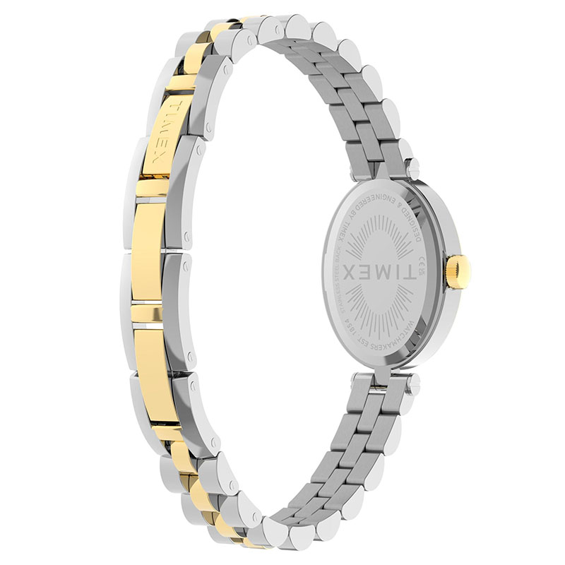 Timex Cavatina TW2Y90200 - tył zegarka z widocznym deklem oraz bransoletą