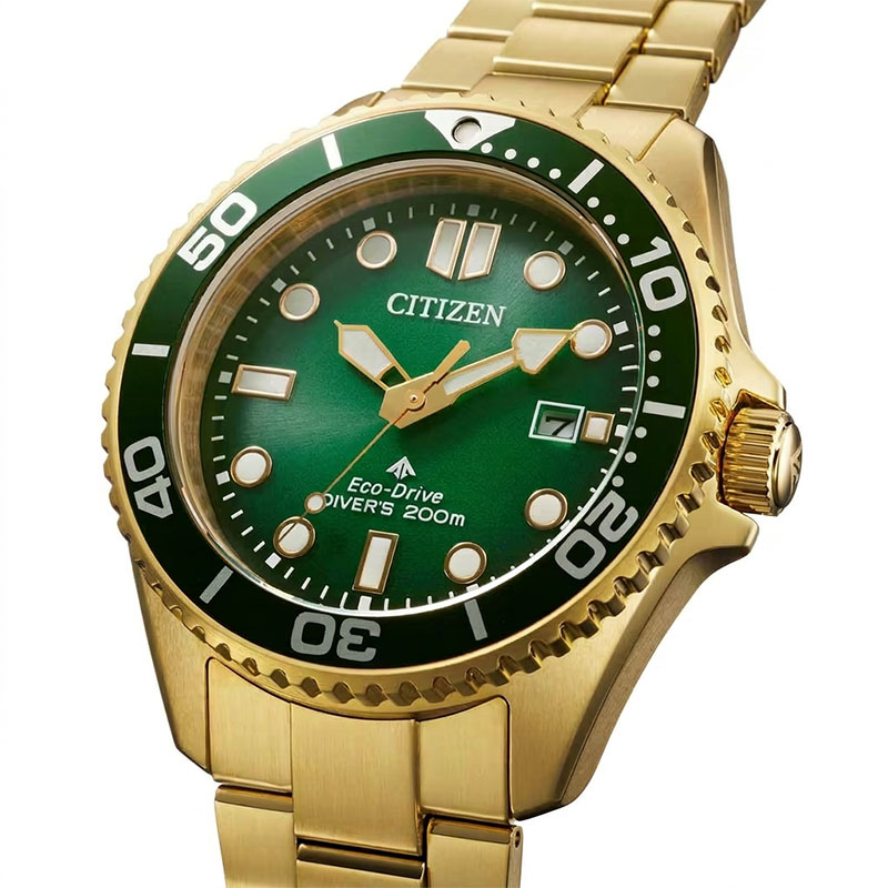 Citizen Promaster Eco-Drive Diver 200M BN0262-59W - zielona tarcza ze szlifem słonecznym, indeksami i datownikiem