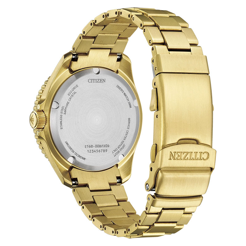 Citizen Promaster Eco-Drive Diver 200M BN0262-59W - tył zegarka z widocznym deklem oraz bransoletą