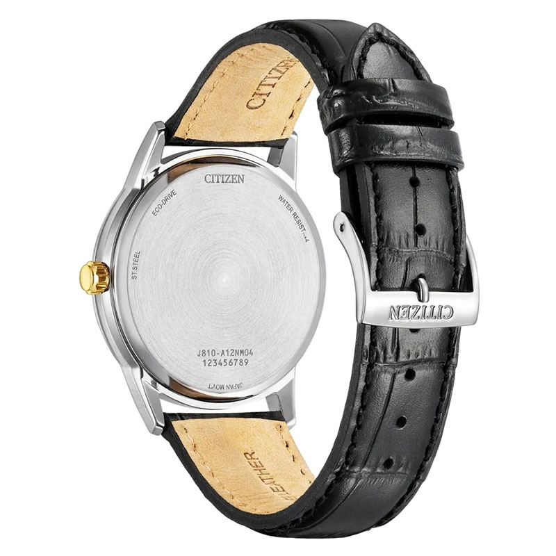 Citizen Elegance Eco-Drive AW1784-16E - tył zegarka z widocznym deklem i paskiem