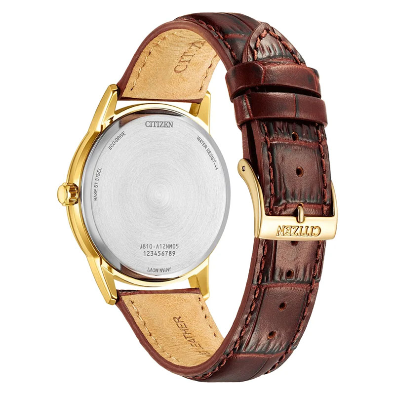 Citizen Elegance Eco-Drive AW1782-11A - tył zegarka z widocznym deklem i paskiem